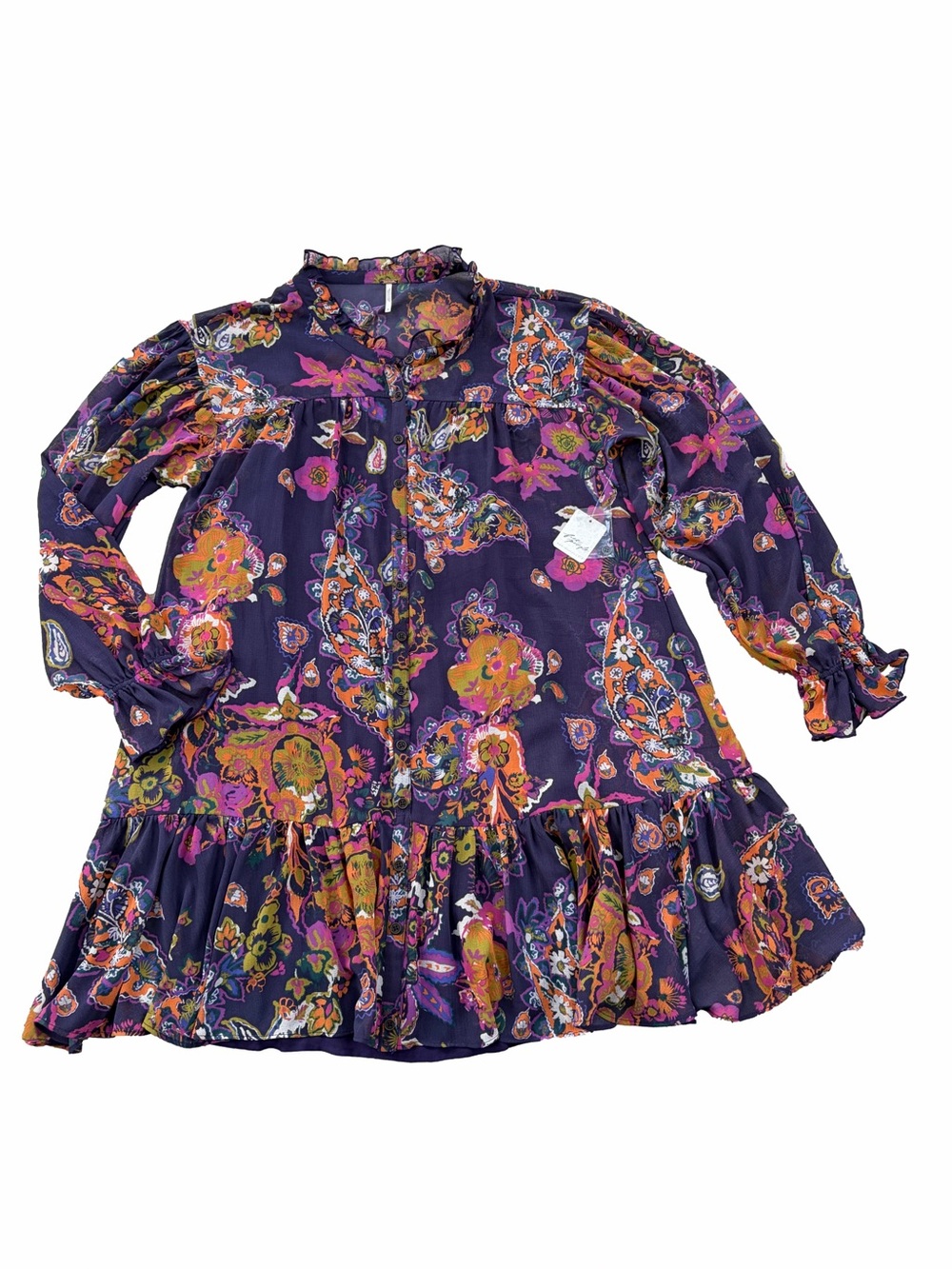 Free People NWT Women’s Size Large Ibiza Nights Purple Boho Flowy Mini Dress